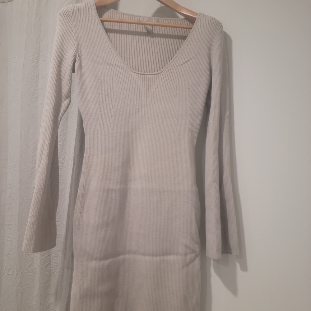 H&M Cream Long Sleeve Knit Dress